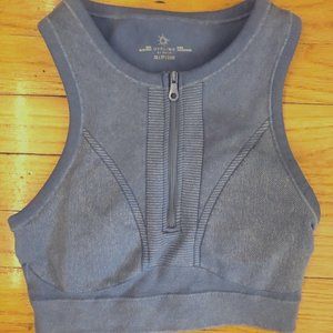 Aerie Offline Seamless Zip Front Sports Bra XS GUC Blue
